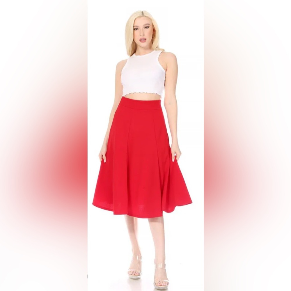 Sunny Girl Vibrant Red A-Line Skirt